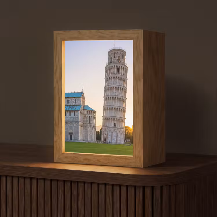 Personalisierte Lightbox - Architektur – Turm – Pisa – Italien – Sonnenuntergang - Architectuur - Toren - Pisa - Italië - Zonsondergang Light Box met kabel (Tafellamp) klein