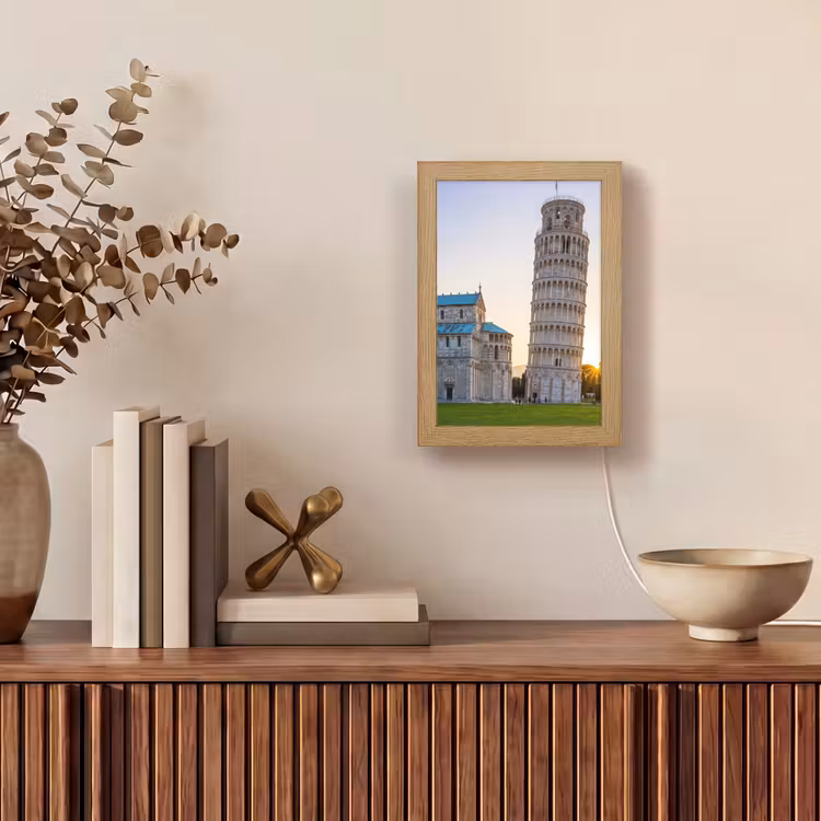 Personalisierte Lightbox - Architektur – Turm – Pisa – Italien – Sonnenuntergang - Architectuur - Toren - Pisa - Italië - Zonsondergang Light Box met kabel (Tafellamp) klein