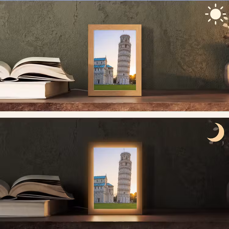 Personalisierte Lightbox - Architektur – Turm – Pisa – Italien – Sonnenuntergang - Architectuur - Toren - Pisa - Italië - Zonsondergang Light Box met kabel (Tafellamp) klein