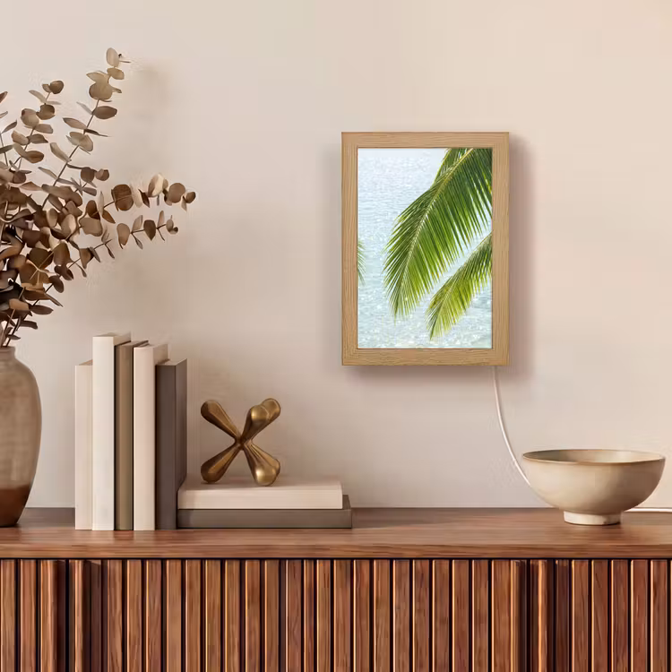 Personalisierte Lightbox - Baum – Blätter – Wasser – tropisch – grün - Boom - Bladeren - Water - Tropisch - Groen Light Box met kabel (Tafellamp) klein