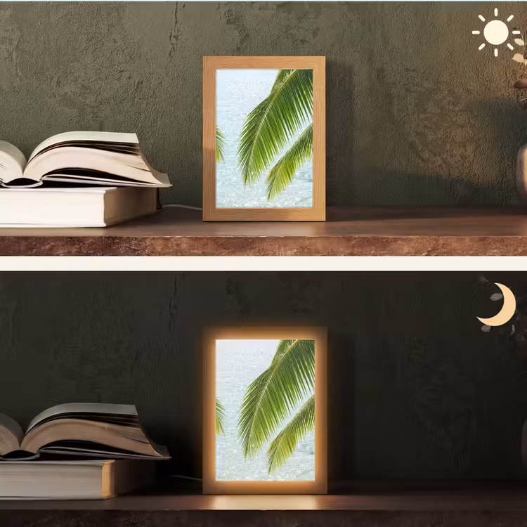 Personalisierte Lightbox - Baum – Blätter – Wasser – tropisch – grün - Boom - Bladeren - Water - Tropisch - Groen Light Box met kabel (Tafellamp) klein