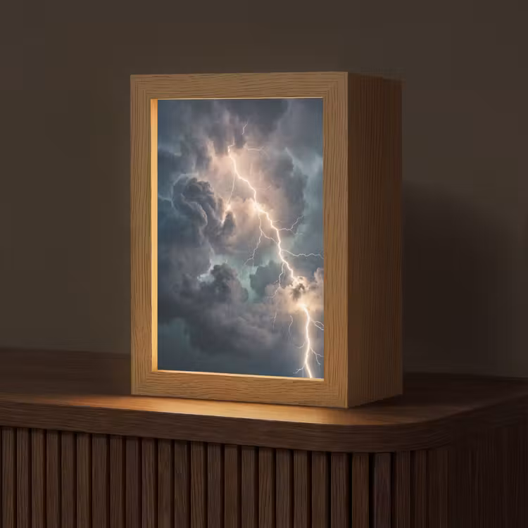 Bliksem - Storm - Natuur - Donker Light Box met kabel (Tafellamp) klein -z3d_website