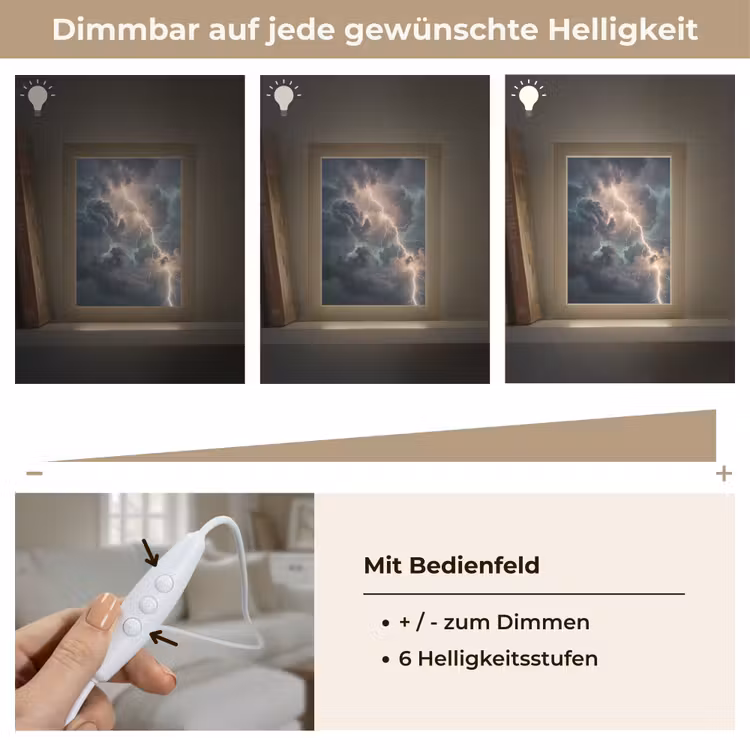 Bliksem - Storm - Natuur - Donker Light Box met kabel (Tafellamp) klein -USP_dimbaarDE