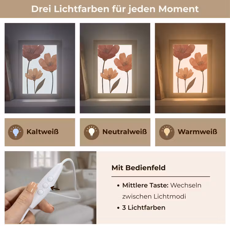 Bloemen - Abstract - Modern - Bruin - Decoratief Light Box met kabel (Tafellamp) klein -USP_lichtkleurDE