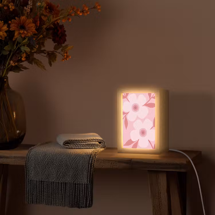 Personalisierte Lightbox - Blumen – Abstrakt – Modern – Rosa – Natur - Bloemen - Abstract - Modern - Roze - Natuur Light Box met kabel (Tafellamp) klein
