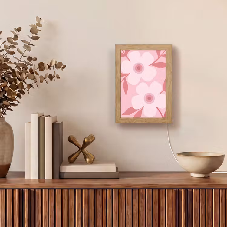 Personalisierte Lightbox - Blumen – Abstrakt – Modern – Rosa – Natur - Bloemen - Abstract - Modern - Roze - Natuur Light Box met kabel (Tafellamp) klein