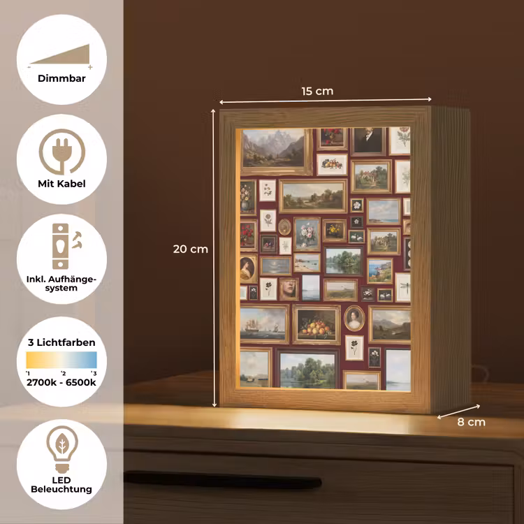 Bloemen - Vaas - Klassiek - Kunst - Rood Light Box met kabel (Tafellamp) klein -USP_DE