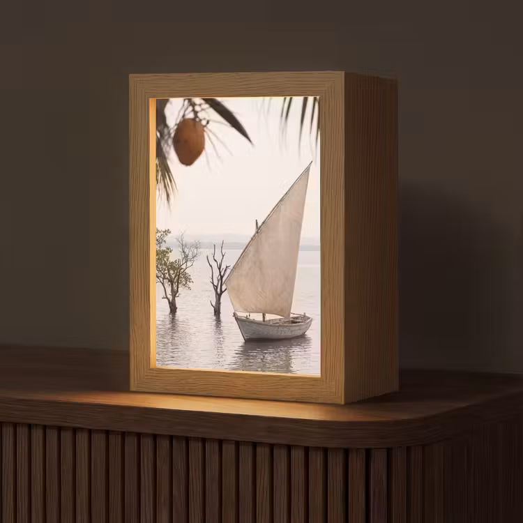 Personalisierte Lightbox - Boot – Segeln – Wasser – Tropisch – Natur - Boot - Zeil - Water - Tropisch - Natuur Light Box met kabel (Tafellamp) klein