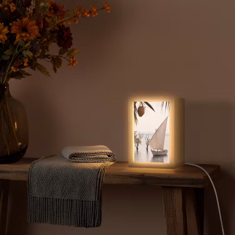 Personalisierte Lightbox - Boot – Segeln – Wasser – Tropisch – Natur - Boot - Zeil - Water - Tropisch - Natuur Light Box met kabel (Tafellamp) klein