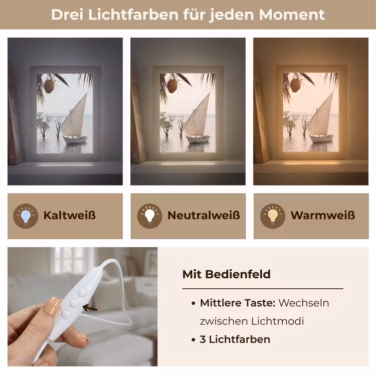 Personalisierte Lightbox - Boot – Segeln – Wasser – Tropisch – Natur - Boot - Zeil - Water - Tropisch - Natuur Light Box met kabel (Tafellamp) klein