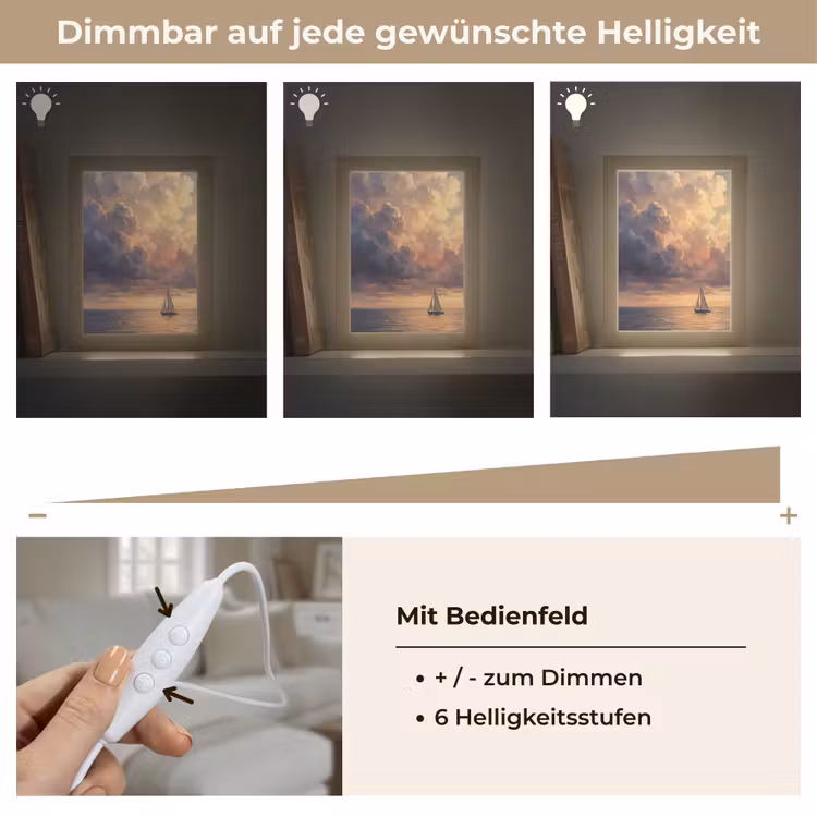 Boot - Zonsondergang - Zee - Natuur - Goud Light Box met kabel (Tafellamp) klein -USP_dimbaarDE