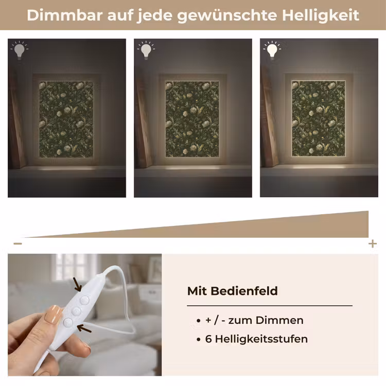 Botanisch - Naadloos - Bloemen Light Box met kabel (Tafellamp) klein 925 -USP_dimbaarDE