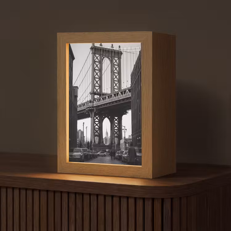 Personalisierte Lightbox - Brücke – Stadt – Architektur – Modern – Schwarz-Weiß — 1