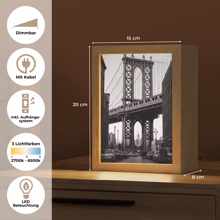 Personalisierte Lightbox - Brücke – Stadt – Architektur – Modern – Schwarz-Weiß — 6