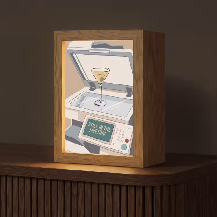Personalisierte Lightbox - Büro – Getränke – Humor – Illustration - Kantoor - Drank - Humor - Illustratie Light Box met kabel (Tafellamp) klein