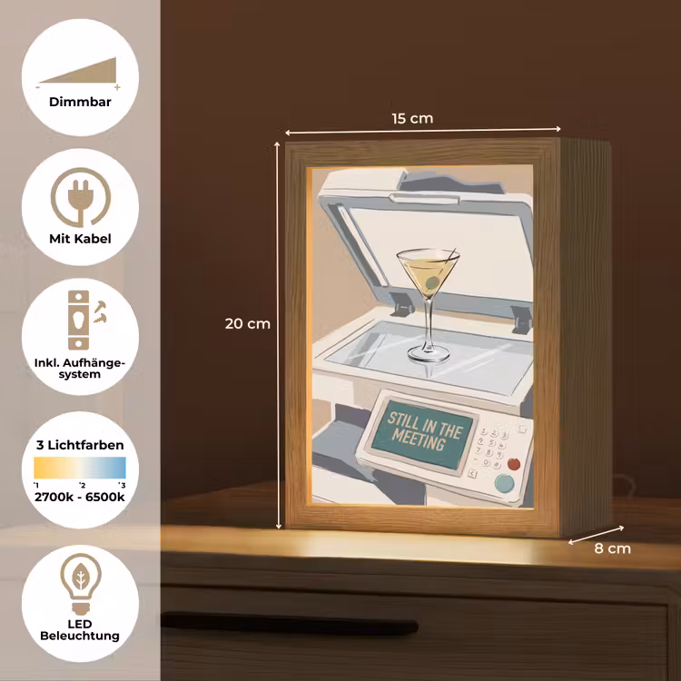Personalisierte Lightbox - Büro – Getränke – Humor – Illustration - Kantoor - Drank - Humor - Illustratie Light Box met kabel (Tafellamp) klein