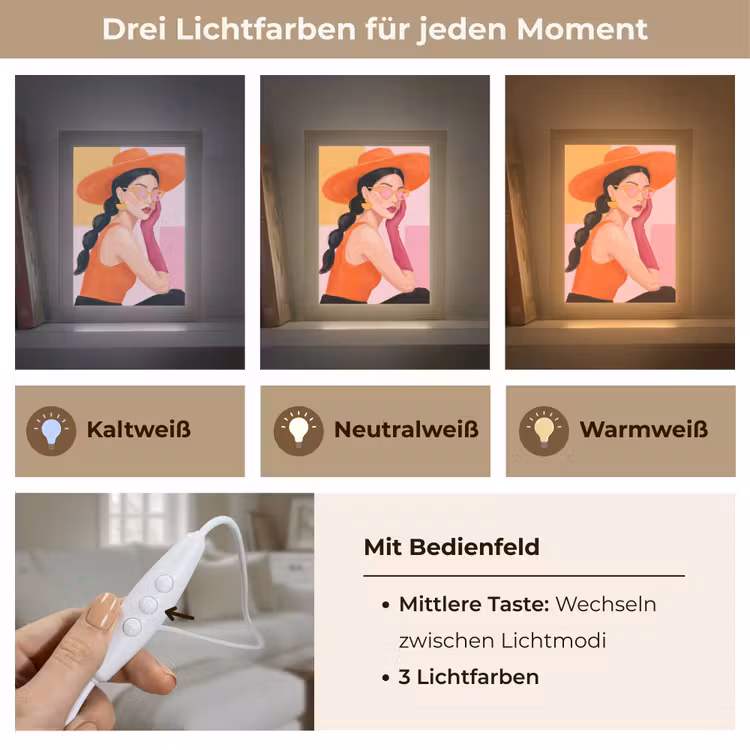 Personalisierte Lightbox - Damen – Hut – Mode – Modern – Orange - Vrouw - Hoed - Mode - Modern - Oranje Light Box met kabel (Tafellamp) klein