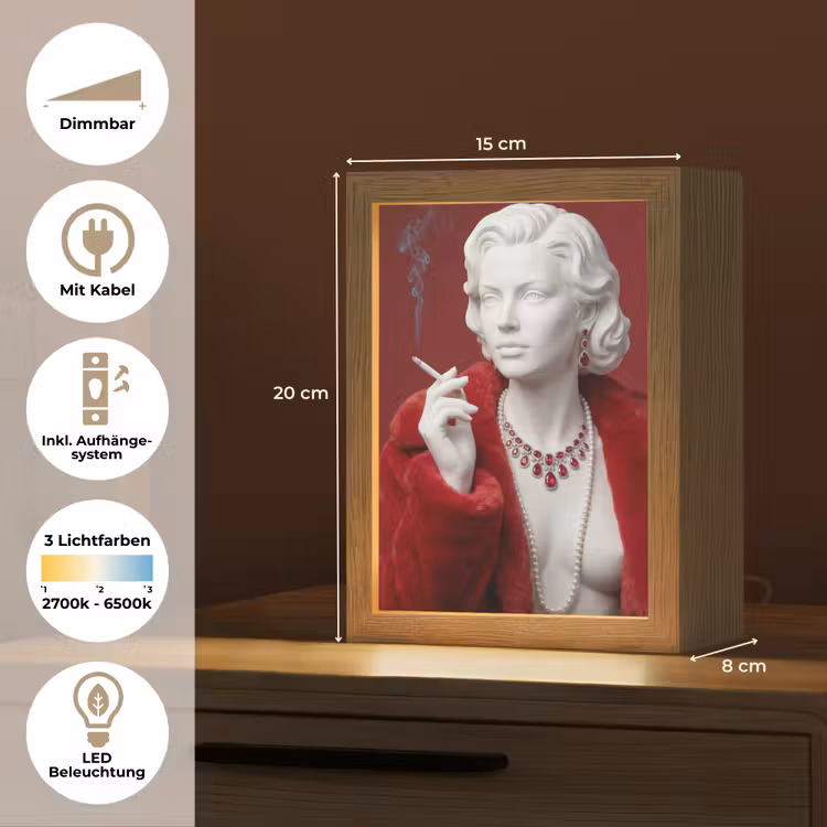 Vrouw - Bontjas - Mode - Klassiek - Rood Light Box met kabel (Tafellamp) klein -USP_DE