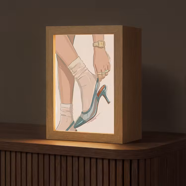 Personalisierte Lightbox - Damen – Schuhe – Mode – Lifestyle – Grün - Vrouw - Schoen - Mode - Lifestyle - Groen Light Box met kabel (Tafellamp) klein