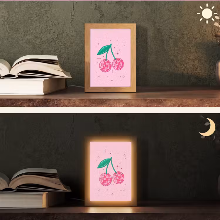 Decoratie - Disco-bal - Feest - Roze Light Box met kabel (Tafellamp) klein -sfeer3