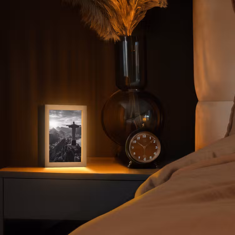 Personalisierte Lightbox - Denkmal – Stadtansicht – Landschaft – Schwarz-Weiß - Monument - Stadsgezicht - Landschap - Zwart-wit Light Box met kabel (Tafellamp) klein