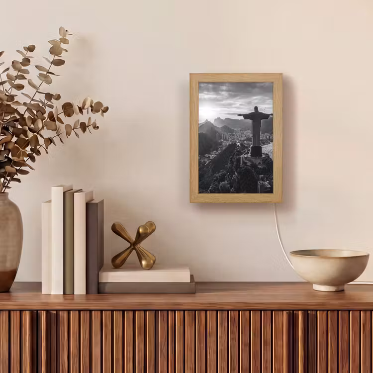 Personalisierte Lightbox - Denkmal – Stadtansicht – Landschaft – Schwarz-Weiß - Monument - Stadsgezicht - Landschap - Zwart-wit Light Box met kabel (Tafellamp) klein