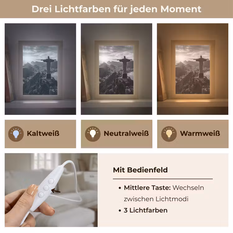 Personalisierte Lightbox - Denkmal – Stadtansicht – Landschaft – Schwarz-Weiß - Monument - Stadsgezicht - Landschap - Zwart-wit Light Box met kabel (Tafellamp) klein