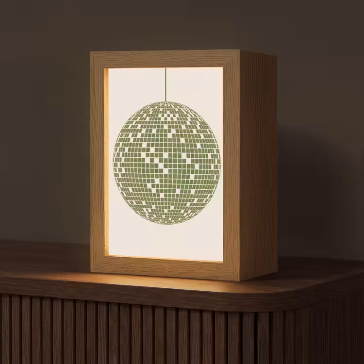 Personalisierte Lightbox - Disco – Ball – Grün – Abstrakt – Modern - Disco - Bal - Groen - Abstract - Modern Light Box met kabel (Tafellamp) klein