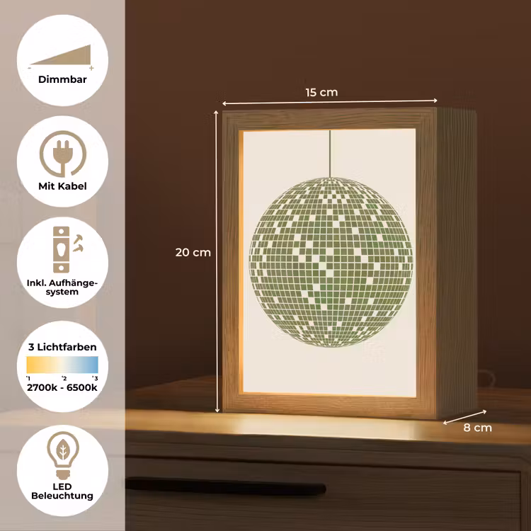 Personalisierte Lightbox - Disco – Ball – Grün – Abstrakt – Modern - Disco - Bal - Groen - Abstract - Modern Light Box met kabel (Tafellamp) klein