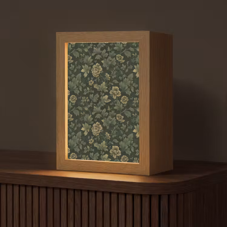 Donker - Groen - Goud - Botanisch Light Box met kabel (Tafellamp) klein 925 -z3d_website