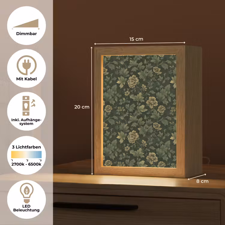 Donker - Groen - Goud - Botanisch Light Box met kabel (Tafellamp) klein 925 -USP_DE