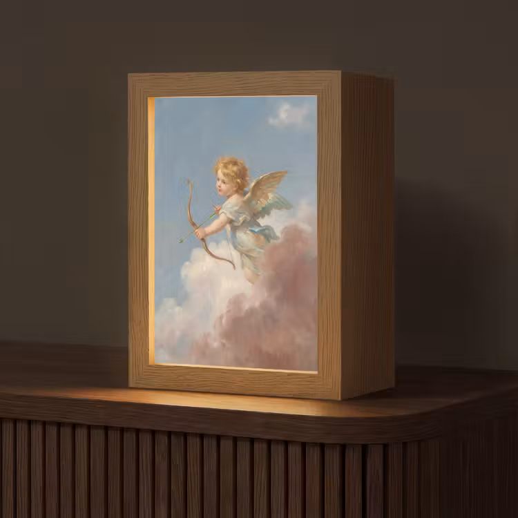 Engel - Pijl en boog - Mythologie - Klassiek Light Box met kabel (Tafellamp) klein -z3d_website