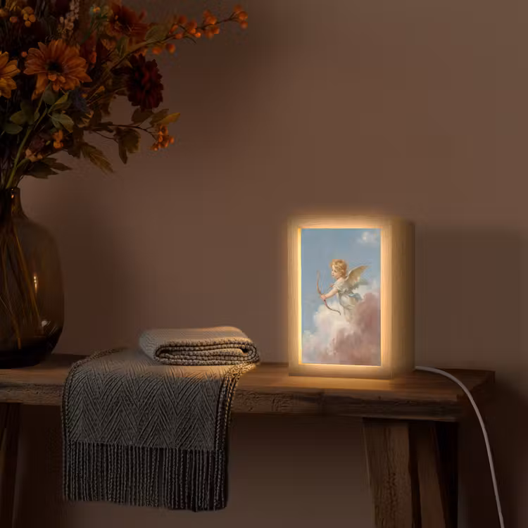 Engel - Pijl en boog - Mythologie - Klassiek Light Box met kabel (Tafellamp) klein -sfeer4