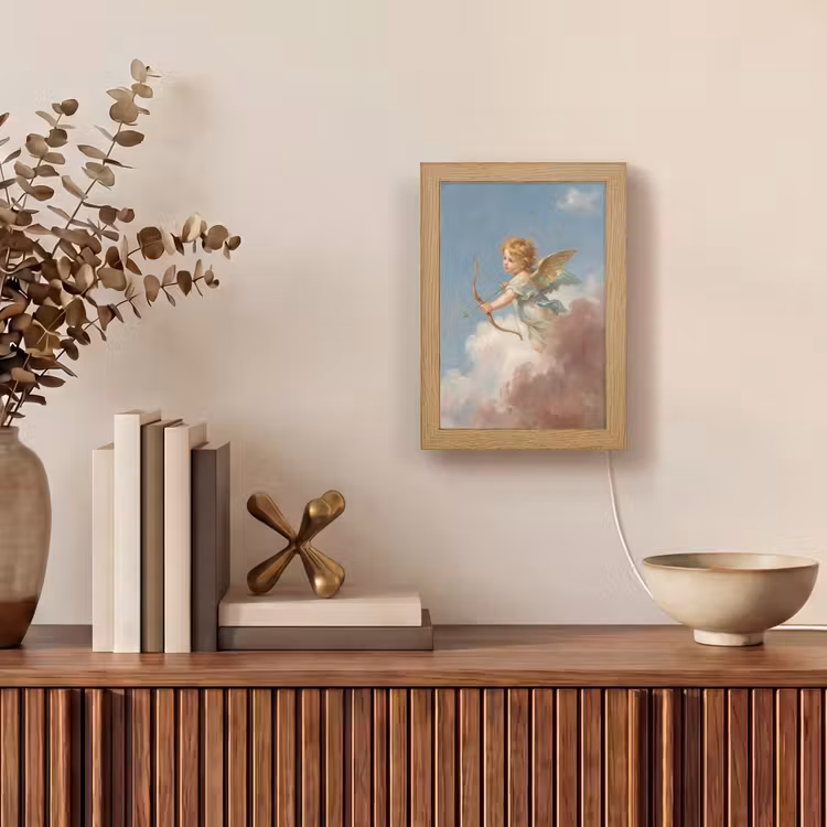Engel - Pijl en boog - Mythologie - Klassiek Light Box met kabel (Tafellamp) klein -sfeer2