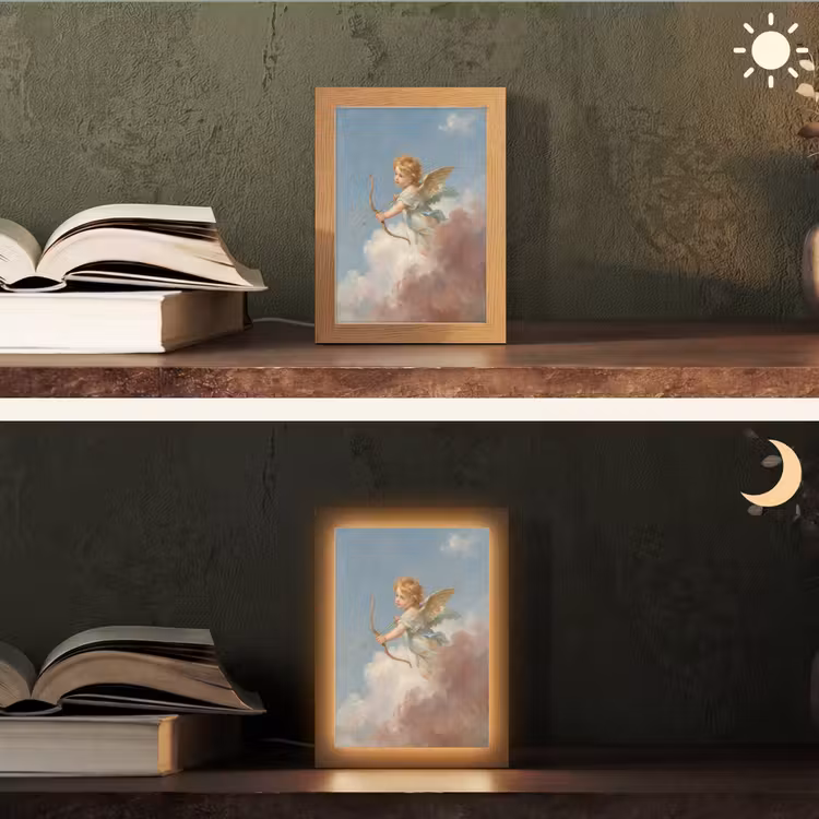 Engel - Pijl en boog - Mythologie - Klassiek Light Box met kabel (Tafellamp) klein -sfeer3