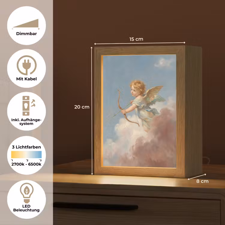 Engel - Pijl en boog - Mythologie - Klassiek Light Box met kabel (Tafellamp) klein -USP_DE