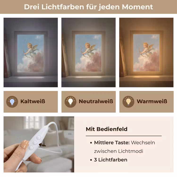 Engel - Pijl en boog - Mythologie - Klassiek Light Box met kabel (Tafellamp) klein -USP_lichtkleurDE