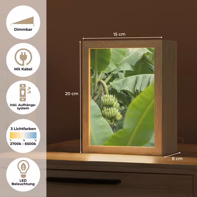 Personalisierte Lightbox - Essen – Bananen – Plantage – Grün - Eten - Bananen - Plantage - Groen Light Box met kabel (Tafellamp) klein