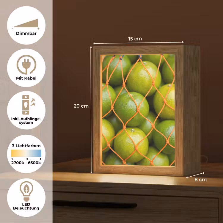 Personalisierte Lightbox - Essen – Netz – Grün – Markt - Eten - Net - Groen - Markt Light Box met kabel (Tafellamp) klein