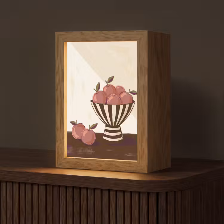Personalisierte Lightbox - Essen – Schale – Stillleben – Modern – Rot - Eten - Schaal - Stilleven - Modern - Rood Light Box met kabel (Tafellamp) klein