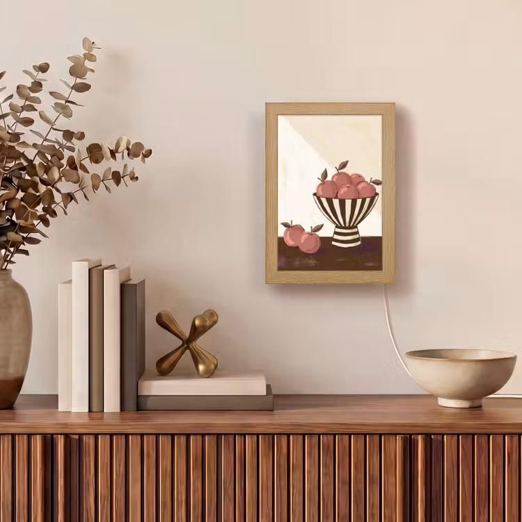 Personalisierte Lightbox - Essen – Schale – Stillleben – Modern – Rot - Eten - Schaal - Stilleven - Modern - Rood Light Box met kabel (Tafellamp) klein
