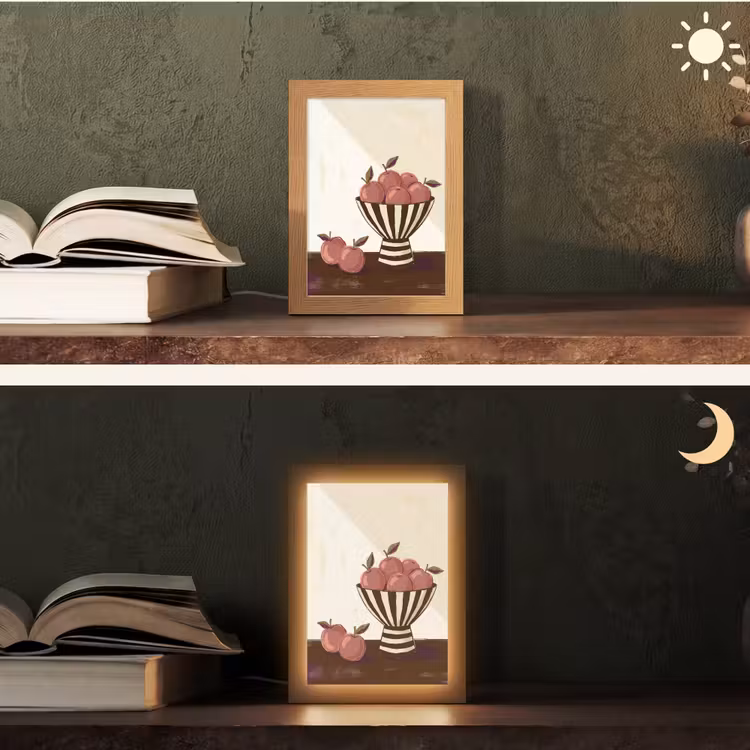 Personalisierte Lightbox - Essen – Schale – Stillleben – Modern – Rot - Eten - Schaal - Stilleven - Modern - Rood Light Box met kabel (Tafellamp) klein