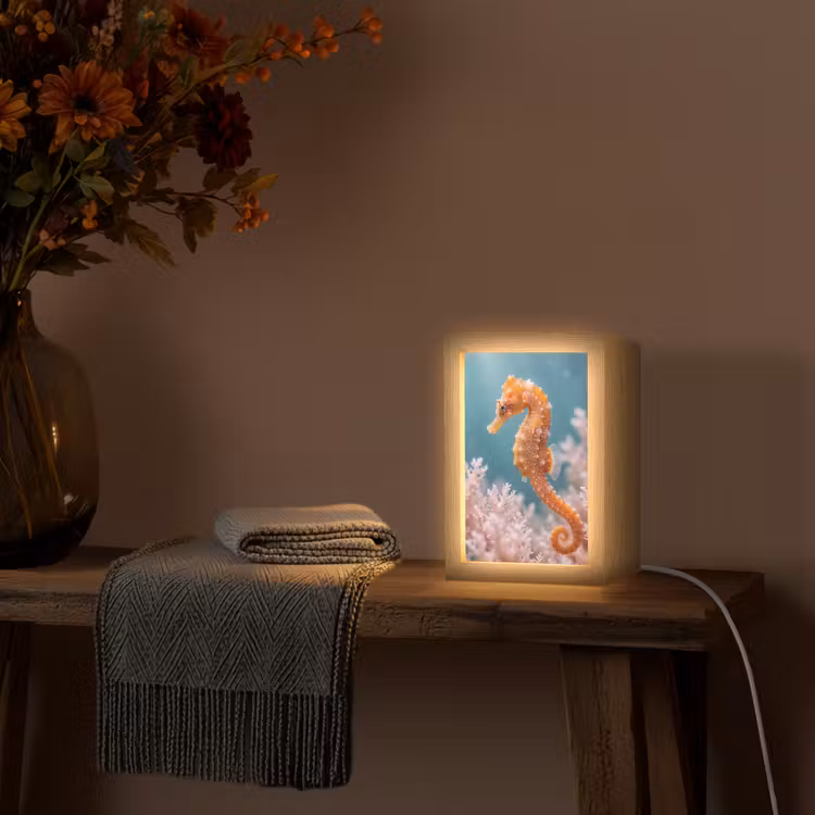 Vis - Koraal - Oceaan - Macro - Oranje Light Box met kabel (Tafellamp) klein -sfeer4