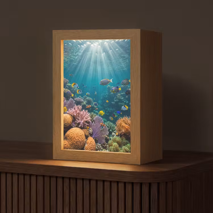 Vis - Koraal - Oceaan - Natuur - Kleurrijk Light Box met kabel (Tafellamp) klein -z3d_website