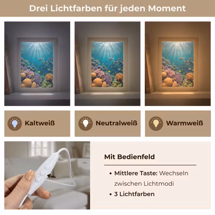 Vis - Koraal - Oceaan - Natuur - Kleurrijk Light Box met kabel (Tafellamp) klein -USP_lichtkleurDE