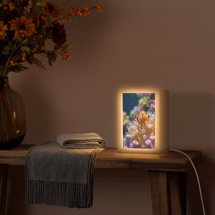 Vis - Koraal - Onderwater - Oranje - Dieren Light Box met kabel (Tafellamp) klein -sfeer4