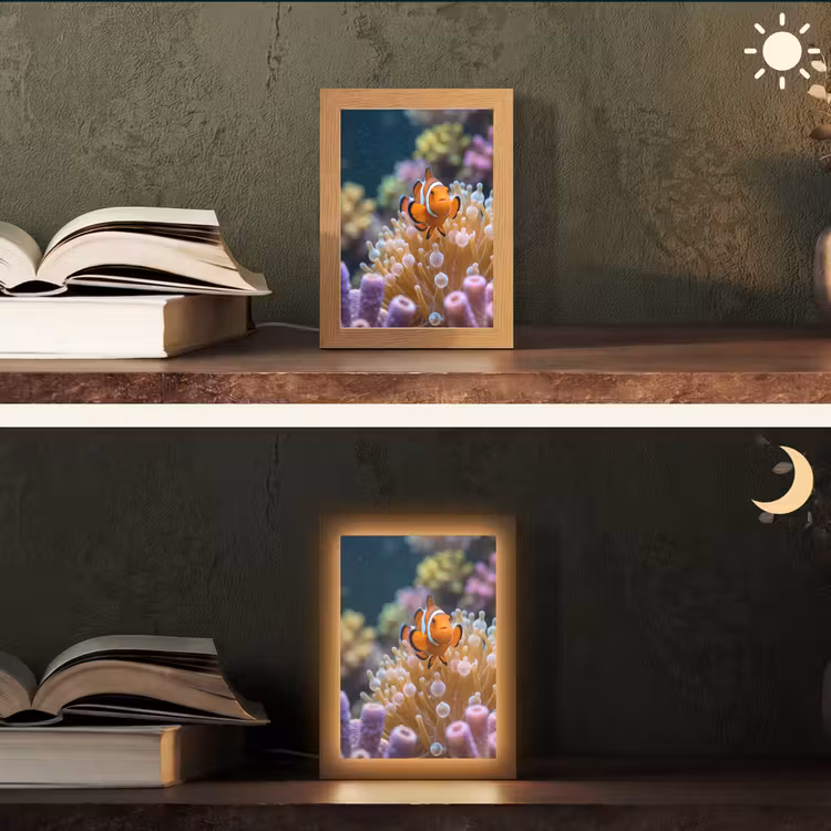 Vis - Koraal - Onderwater - Oranje - Dieren Light Box met kabel (Tafellamp) klein -sfeer3