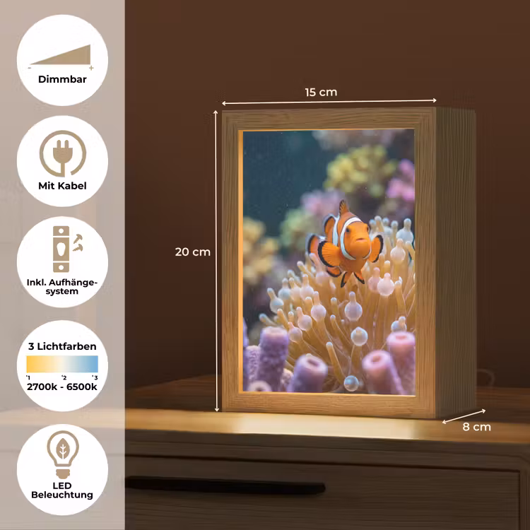 Vis - Koraal - Onderwater - Oranje - Dieren Light Box met kabel (Tafellamp) klein -USP_DE