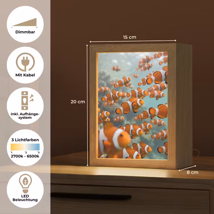 Vis - School - Onderwater - Dieren - Oranje Light Box met kabel (Tafellamp) klein -USP_DE