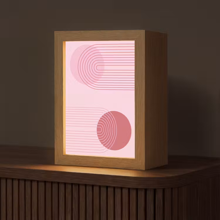 Personalisierte Lightbox - Formen – Linien – Minimalistisch – Rosa - Vormen - Lijnen - Minimalistisch - Roze Light Box met kabel (Tafellamp) klein